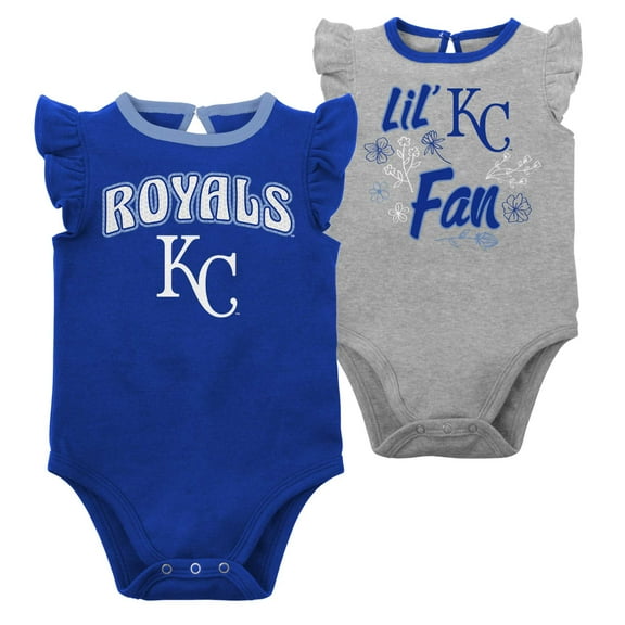 Girls Newborn & Infant Royal/Heather Gray Kansas City Royals Little Fan Two-Pack Bodysuit Set