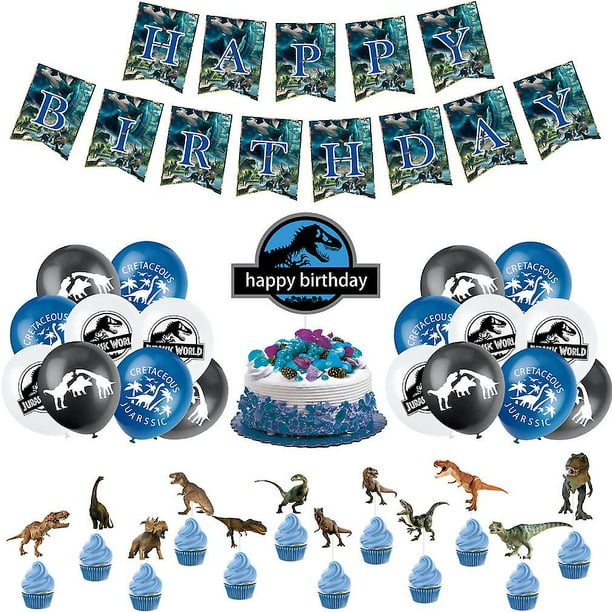 31pcs Jurassic World Anniversaire Ballon Kit Fête Ballons En Latex Avec  Bannière Gâteau Toppers 