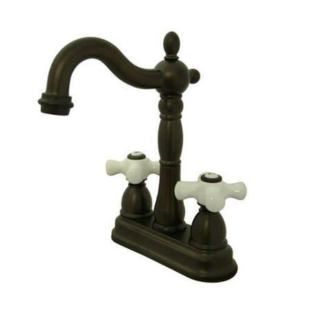 UPC 663370023330 product image for Kingston Brass KB149. PX Heritage Centerset Bar Faucet with Porcelain Cross Hand | upcitemdb.com