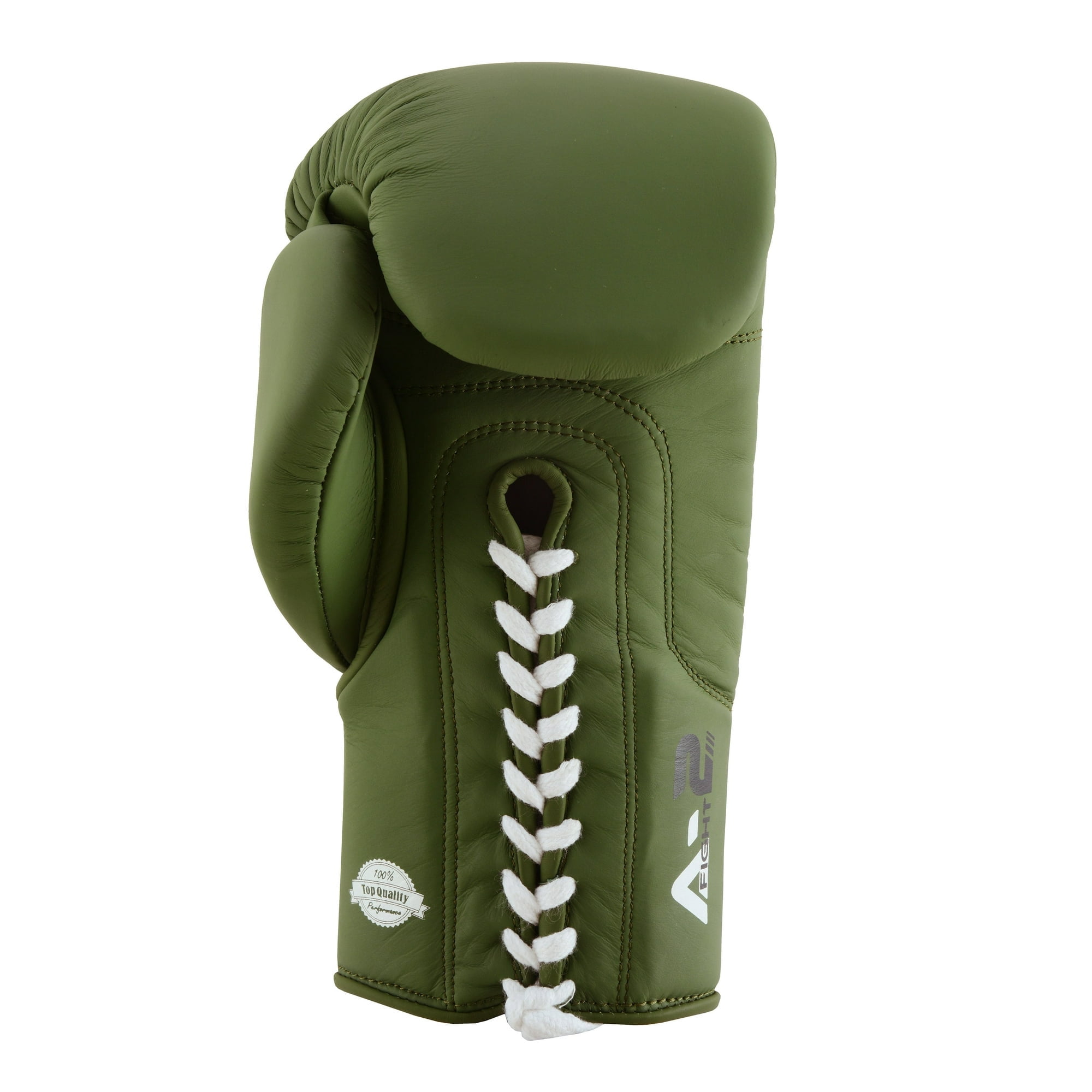Fadi Sports A2 Lace-Up Boxing Gloves, for Training & Sparring, Matte Cowhide Leather, Green - 10 oz