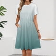 thumbnail image 2 of Blue And White Gradient Dress Summer Street Style Dresses Female Short Sleeve Printed Sundress, 2 of 7