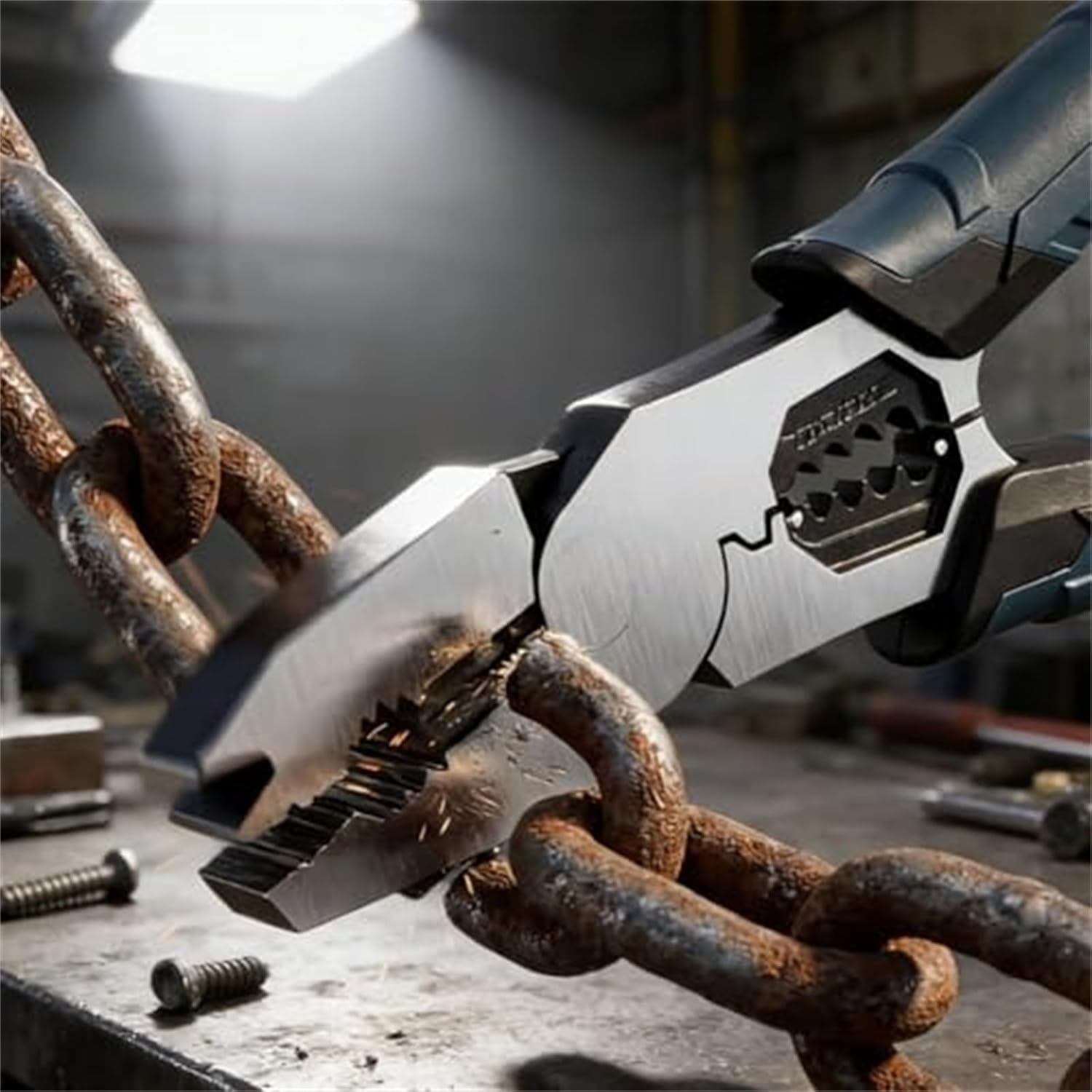 Industrial-Grade Multi-Function Cutting Pliers with Nail Puller, Wire Cutter/Stripper/Crimper, Compound Action Leverage Design for Home Repair, Construction, and DIY Tasks