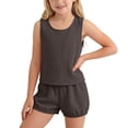 thumbnail image 2 of Lumosvexa Girls Outfit Sets 2 Piece Sleeveless Tank Tops and Elastic Waist Shorts Kids Summer Daily Comfort Clothes Brown Size 6, 2 of 8
