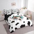 thumbnail image 3 of Manfei Tribal Sheep Skeleton Bedding Comforter Set 7pcs for Kids, Fashion Cow Print King Bedding Sets, Hippie Western Flower Reversible Bed Sheets, Super Cozy Room Decor, 3 of 7