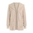 thumbnail image 4 of jsaierl Womens Fuzzy Hooded Cardigan Coat Winter Double Fleece Open Front Jacket Coat Plush Warm Plus Size Outwear, 4 of 5