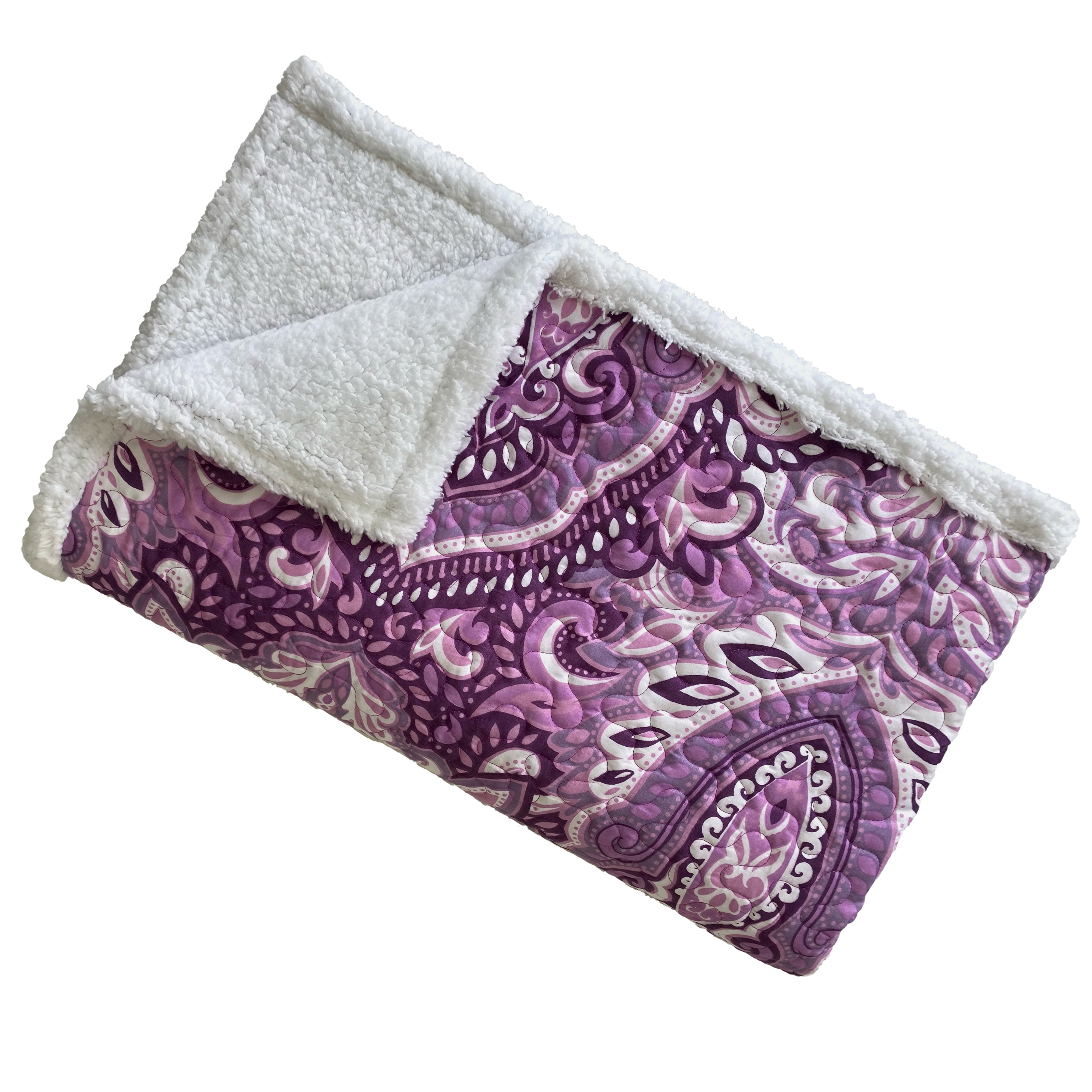 Felicity Plum Reversible Machine Washable Sherpa Throw 50x60
