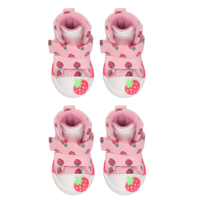Botas para perros de fresa, zapatos para perros, botas de lona antideslizantes para perros, protector de patas para perros, integración perfecta Jadeshay A