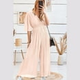 thumbnail image 6 of Babysbule Womens Overall Wide Leg Pants Women's Summer Casual Solid Pleated Wide Leg Pants With V-neck And Waist Up Jumpsuit, 6 of 6
