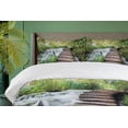 thumbnail image 4 of Ambesonne Nature Duvet Cover Sets, Stream in Green Jungle, 2-King, Brown Green White, 4 of 7