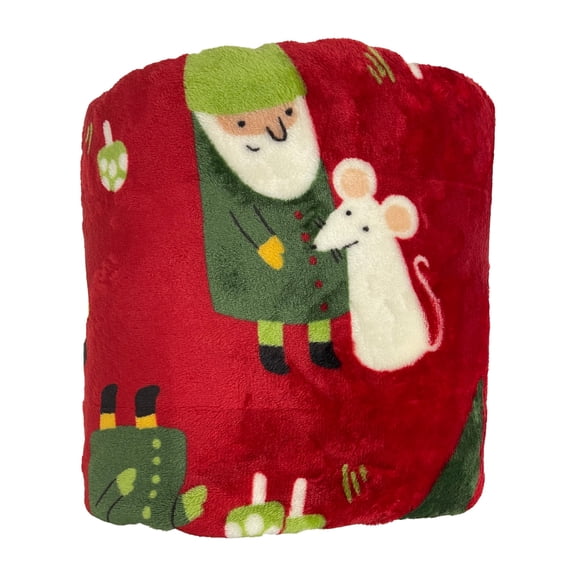 The Big One Plush Red Christmas Gnomes Oversized Throw Blanket, 5 ft x 6 ft