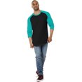thumbnail image 2 of Hat and Beyond Men's Basic Baseball Raglan 3/4 Sleeve Athletic Crew Neck T-Shirts, 2 of 6