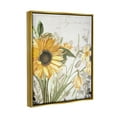 thumbnail image 4 of Stupell Industries Soft Sunflower Floral over Vintage Plant Illustration Metallic Gold Framed Floating Canvas Wall Art, 16x20, by Kim Allen, 4 of 5