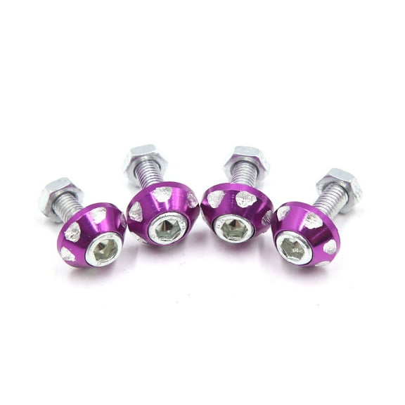 4Pcs Purple Aluminum Alloy Car Motorcycle Decorative License Plate Bolt Screw