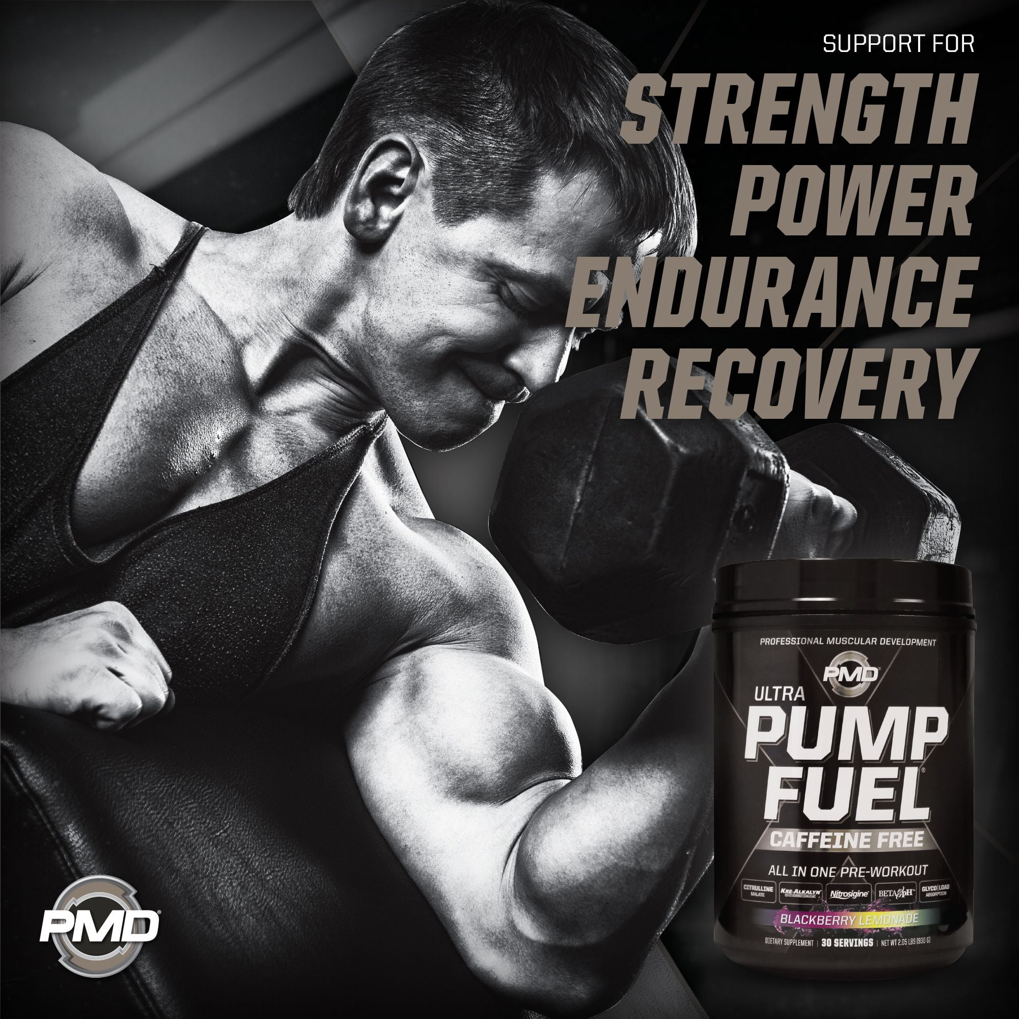 PMD Sports Ultra Pump Fuel Caffeine Free - Pre Workout Drink Mix - Energy, Strength, Endurance, Muscle Pumps And Recovery Complex Carbohydrates And Amino Energy - Blackberry Lemonade (30 Servings)