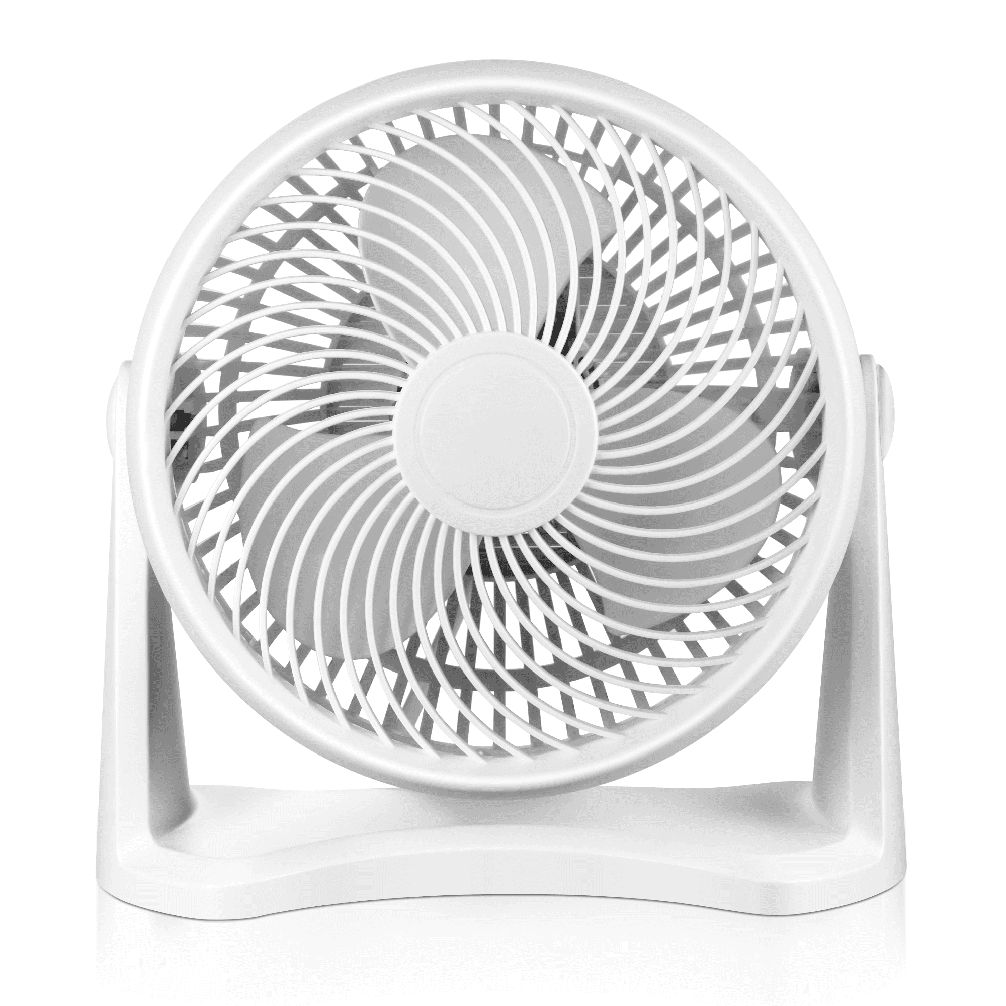 Qunler Table Fan, 9" Quiet Air Circulator Fan with 3 Speeds & 90° Pivoting Head, Air Conditioner Companion Small Desk Fan for Bedroom, Home, Office, Wall-Mounting Available, White