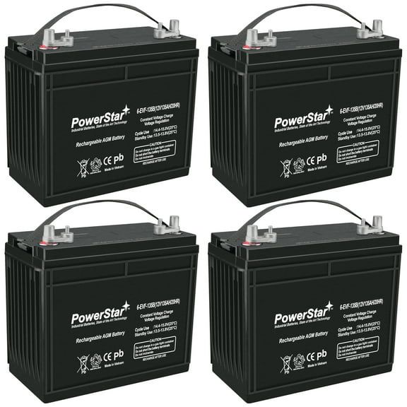 PowerStar Replacement for 12v 12 Volt Golf Cart Battery marine solar club car yamaha rv - 4 Pack
