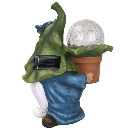 

Garden Dwarf Statue-Resin Dwarf Carrying Magic Ball and Solar Lights