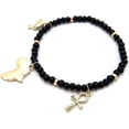 thumbnail image 2 of Icemond Women's Egyptian Symbols Charm 6mm 10" to 12" Stretchable Wooden Bead Anklet in Gold Tone, 2 of 4