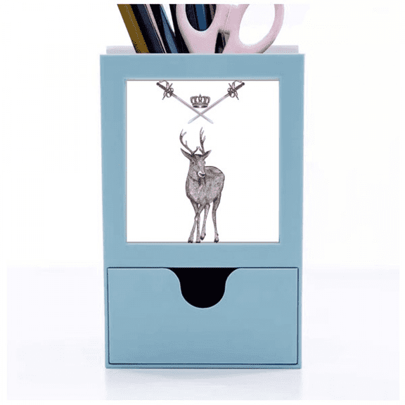 Elk Crown Animal Baroque Style Desk Supplies Organizer Pen Holder Card