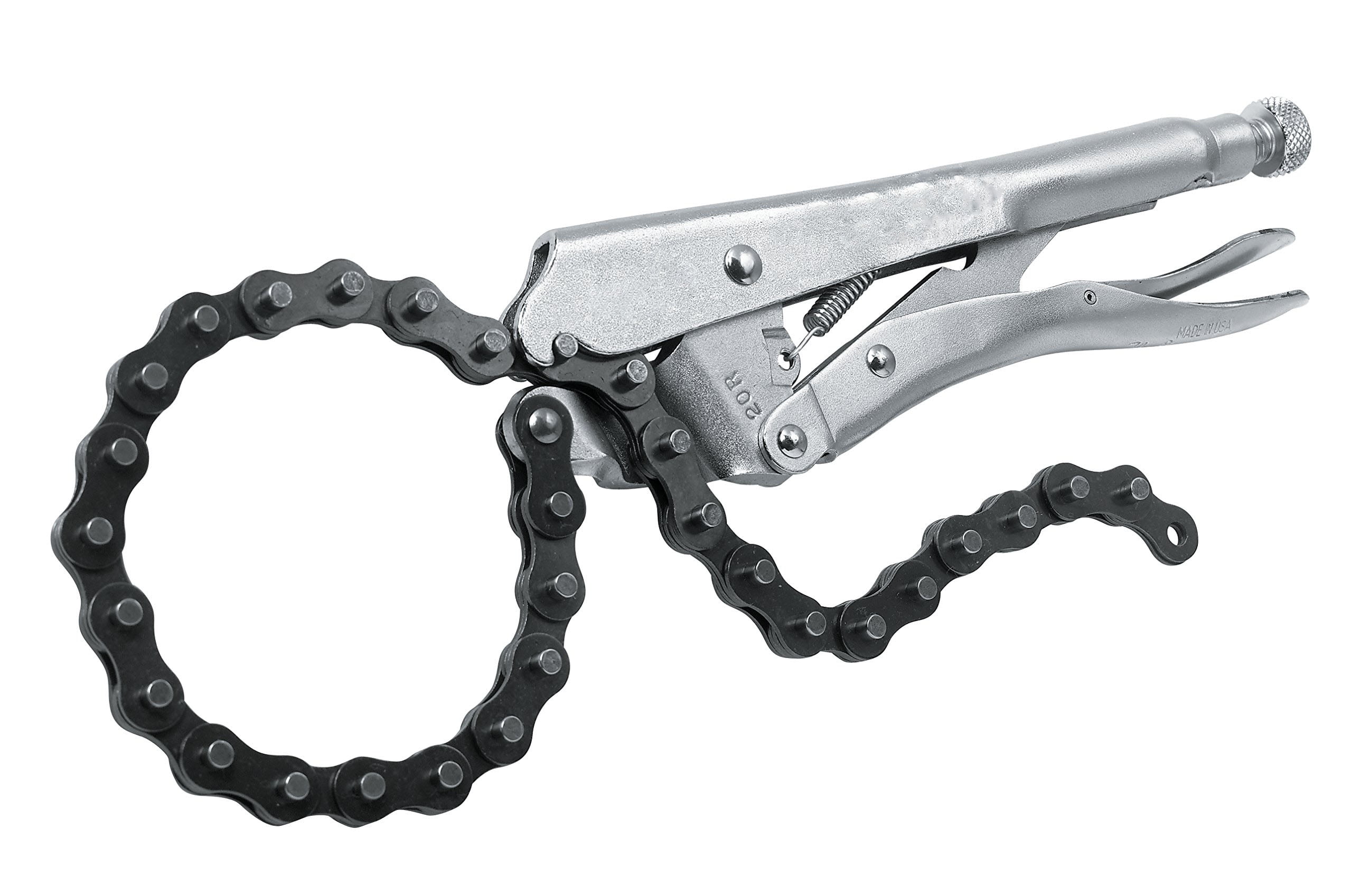 9 Inch Locking Chain Clamp, Heavy Duty Chain Vise Grip, Locking Chain Pliers Chain Vise Wrench for Any Shaped Objects, Sliver
