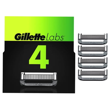 Gillette Labs Razor Blade Refills, Compatible with Exfoliating Bar & Heated Razor, 4 Refills