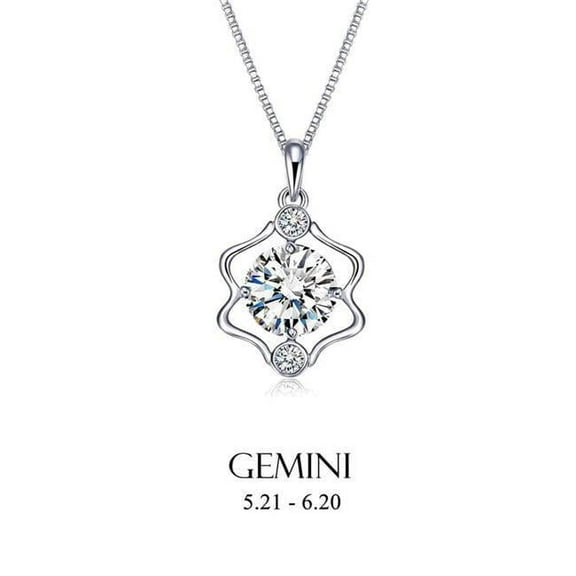Amabel Designs Rhodium Cubic Zirconia Gemini Pendant Necklace