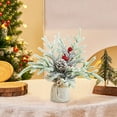 thumbnail image 4 of Snow Flocked Tabletop Christmas Tree 8 inch - Mini Artificial Xmas Tree with Pine Cones for Office, Home, and Dining Table Holiday Décor, 4 of 5