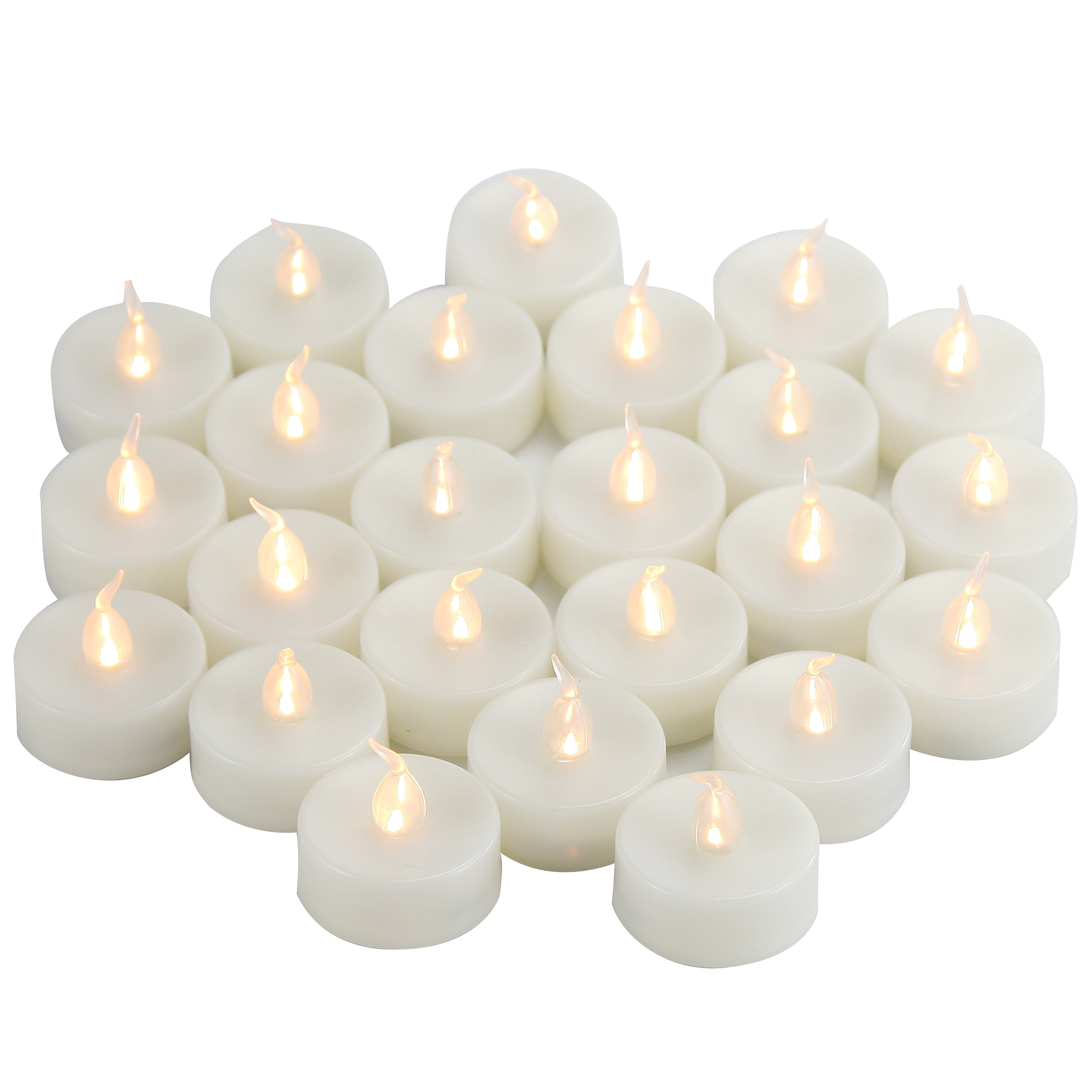 Flameless LED Tea Lights Flickering White Battery Operated, Electric Fake Tealight Candles Long