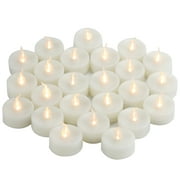 Flameless LED Tea Lights Flickering White Battery Operated, Electric Fake Tealight Candles Long Lasting for Halloween Christmas Wedding Birthday Party Decorations and Home Decor Batteries Incl 24 Pack
