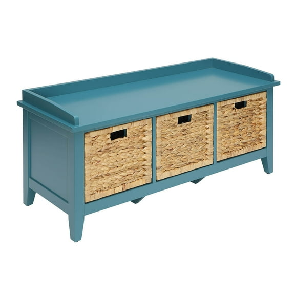 Bedroom Bench, Beige and Teal Bench with 3-Drawer, Bedroom Stool, Wooden Bedroom Bench,