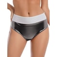 thumbnail image 3 of YiZYiF Women Shiny Metallic Briefs High Waist Dance Booty Shorts for Rave Dance Music Festival Shows Grey XL, 3 of 5