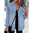 thumbnail image 4 of Women'S Oversized Denim Jacket Casual Long Sleeve Denim Shirts Distresse Jean Jacket Fall Outfits Light Blue XL, 4 of 6