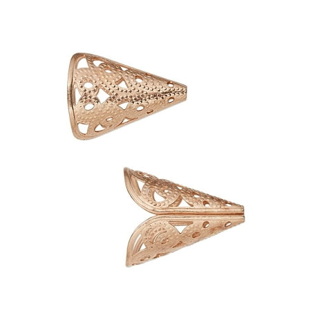 

Cone copper-plated brass 17x14mm filigree with 11mm inside diameter. Sold per pkg of 12.