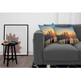 thumbnail image 3 of Ambesonne City Throw Pillow Cover 2 Pack, Tranquil Sunrise Midtown, 18", Pale Blue Peach Tan, 3 of 7