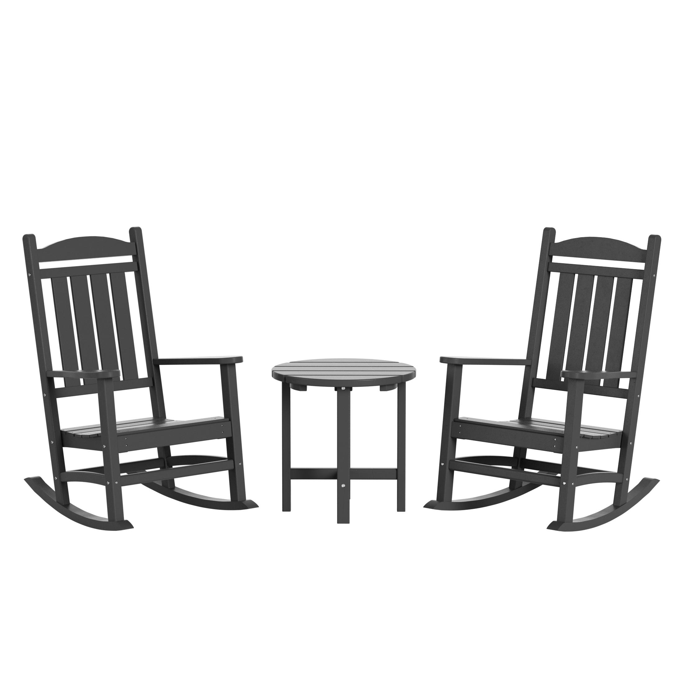 WestinTrends Malibu Classic 3 Piece Outdoor Rocking Chairs Set, All Weather Poly Lumber Adirondack Rocker Bistro Set Patio Deck Porch Chairs Set of 2 with Side Table, Gray - image 1 of 7