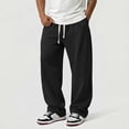 thumbnail image 4 of Umfun Men Loose Wide Leg Sweat Pants Solid Casual Comfort Basic Trousers Soft Daily Home Street Full Length Pants, 4 of 8