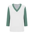 thumbnail image 5 of Womens Workout Tops V Neck Color Block Baseball Tunics Tee 3/4 Sleeve Fashion Comfy Cotton Basic Raglan T Shirts, 5 of 6