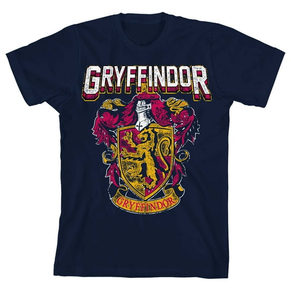 Harry Potter Gryffindor Crest Boy's Navy T-shirt-XS