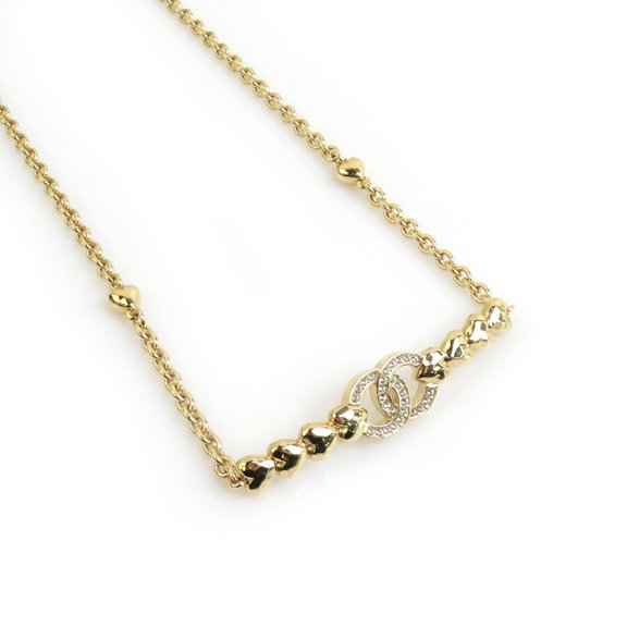 Pre-Owned CHANEL Necklace Metal Rhinestone Gold Women's 90019k