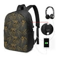 thumbnail image 3 of YFYANG 17" Laptop Backpack, Black Leaf Texture Fashion Travel Work Backpack with USB and Headphone Cable Interface for Men and Women, 3 of 8