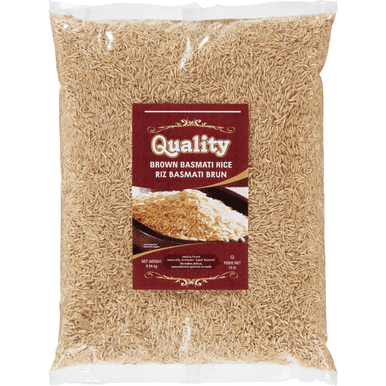 QUALITY Brown Basmati Rice, Premium Long-Grain Wholegrain, 4.54 kg (10 lbs) Bulk Foodservice Bag