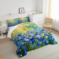 thumbnail image 3 of Manfei Chic Blue Floral Flowers Full Size Comforter Sets 3-Piece for Female Men,Abstract Oil Painting Bedding Comforter Set,Blue Green Lightweight Bedding Sets,Microfiber Bedroom Decor,Reversible, 3 of 8