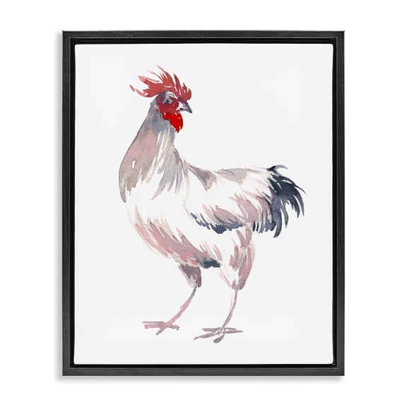Stupell Industries Cottage White Rooster Portrait Black Floating Frame Canvas Art, 17 x 21, by Claudia Bianchi