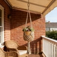 thumbnail image 6 of Hanging Planter Basket with Patterns, Macrame Plant Hangers Indoor 7.9 inch Pot Crochet Boho Plant Hanger for Indoor Outdoor With Soft Cord （Gray）, 6 of 8