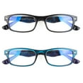 thumbnail image 3 of EYE ZOOM 2 Pack Rectangular Plastic Blue Light Blocking Reading Glasses, Black and Blue +1.50, 3 of 5