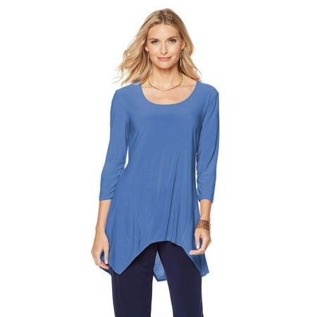 Purple Slinky - SLINKY BRAND 3/4 Sleeve Long Hanky-Hem Tunics ROYAL BLUE Size SMALL