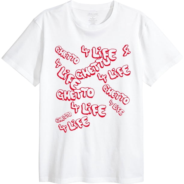 Elevenparis Hombre Ghetto For Life Camiseta gráfica blanca M