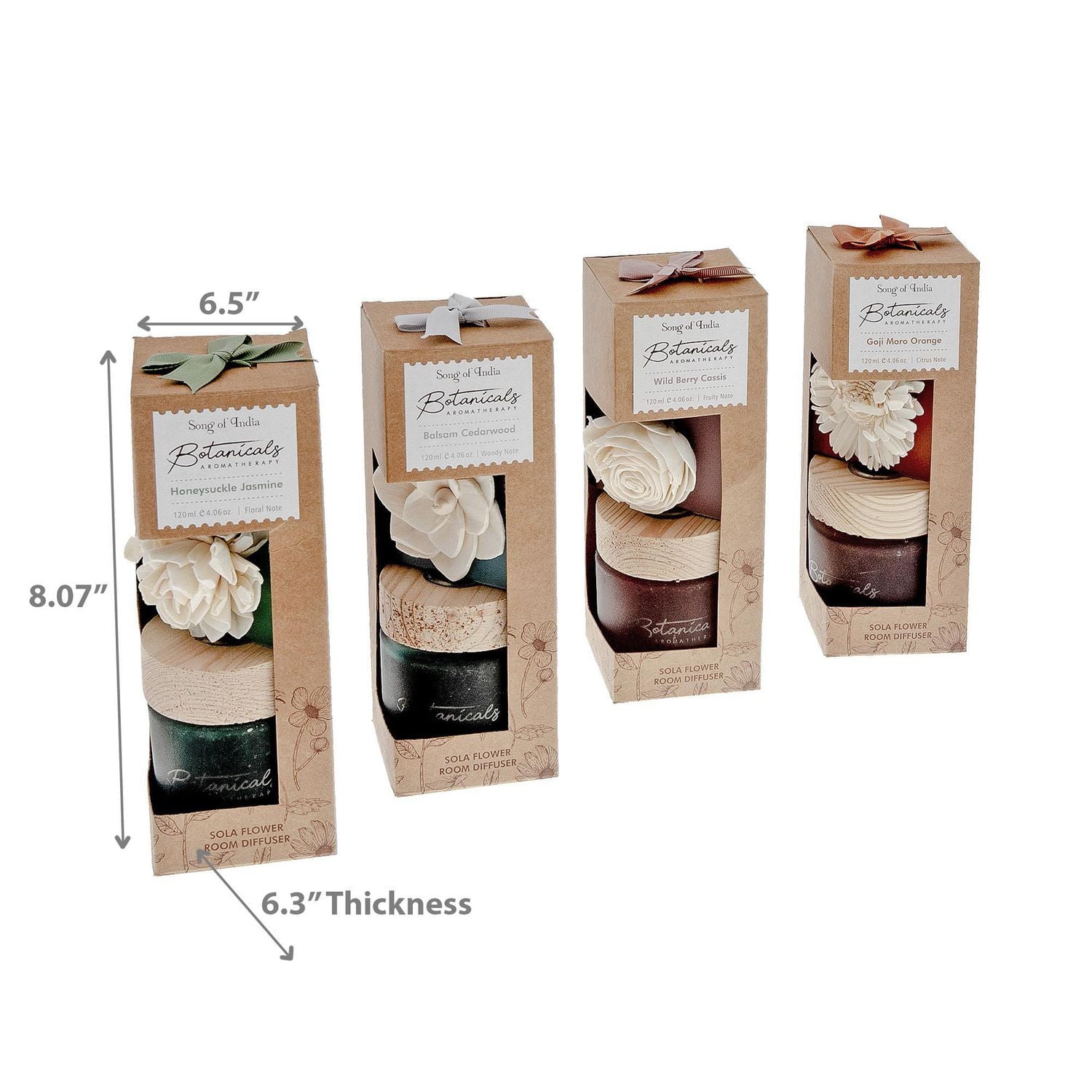 Botanicals Aroma 4.06 Oz Jar Diffuser Sola Flower - Set of 4