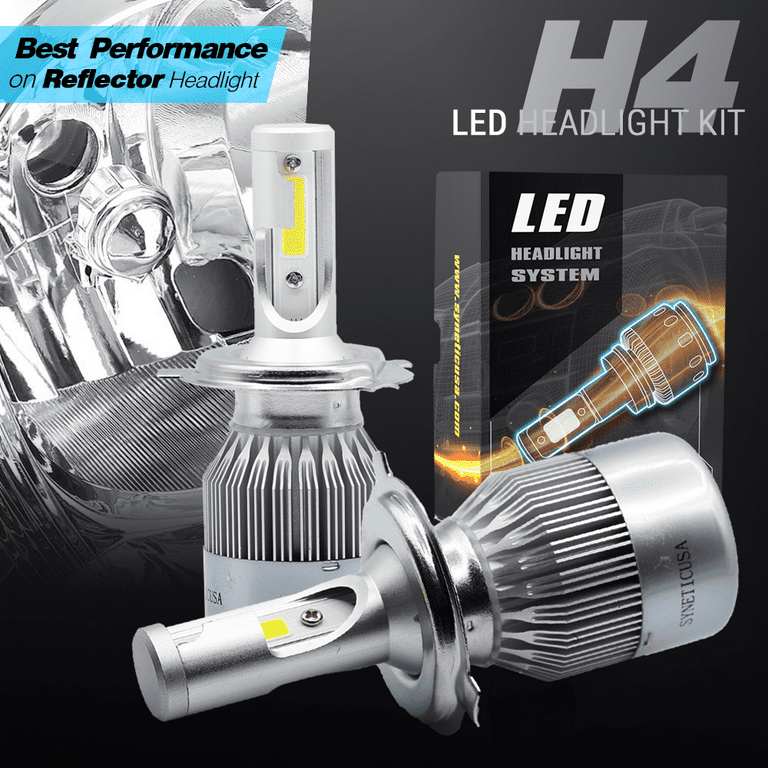 H4 All in One 100W 10000LM CREE LED Headlight DRL Kit/High/Low Beam/Fog  Lamp Kit Light Bulbs White (H4, White)