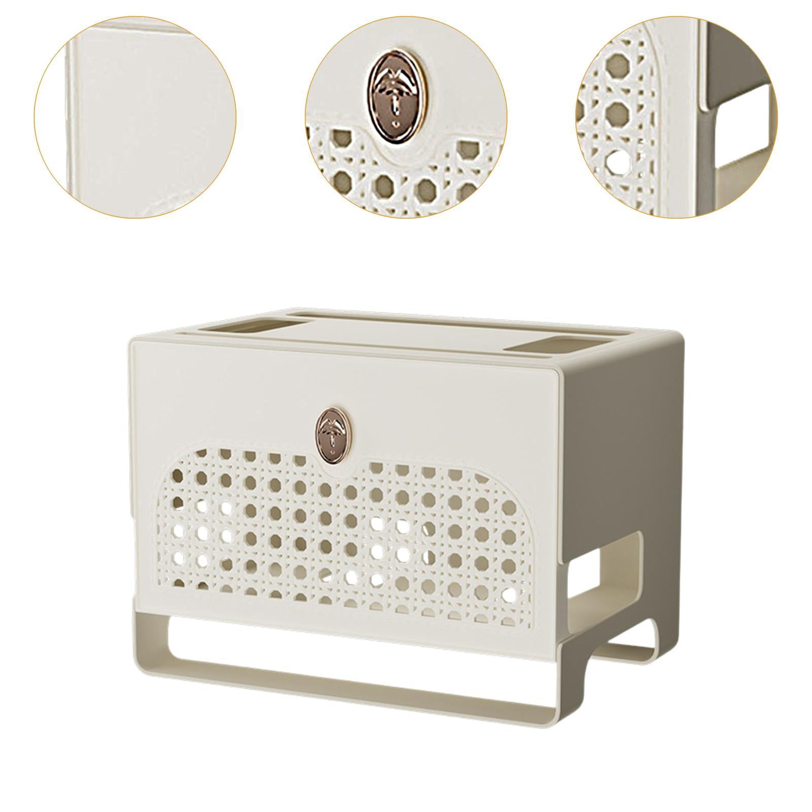 Fiocias Cable Management Box Cord Holder Portable Freestanding Multifunctional Dustproof White